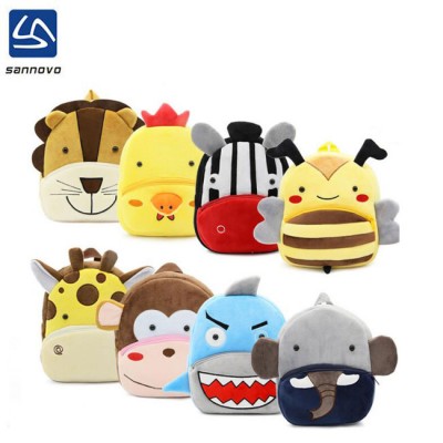 Kindergarten Toddler Baby Kids Velvet Cute Cartoon Animals Backpack Baby School Bags