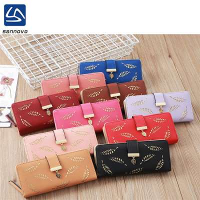 Leather famale's wallet long printing wallet multi-function zipper wallet